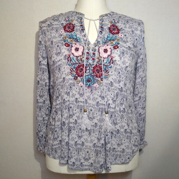 Vintage America Blues Julia Print Embroide… - Picture 2 of 8